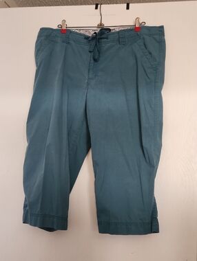 Teal Casual Drawstring Capris